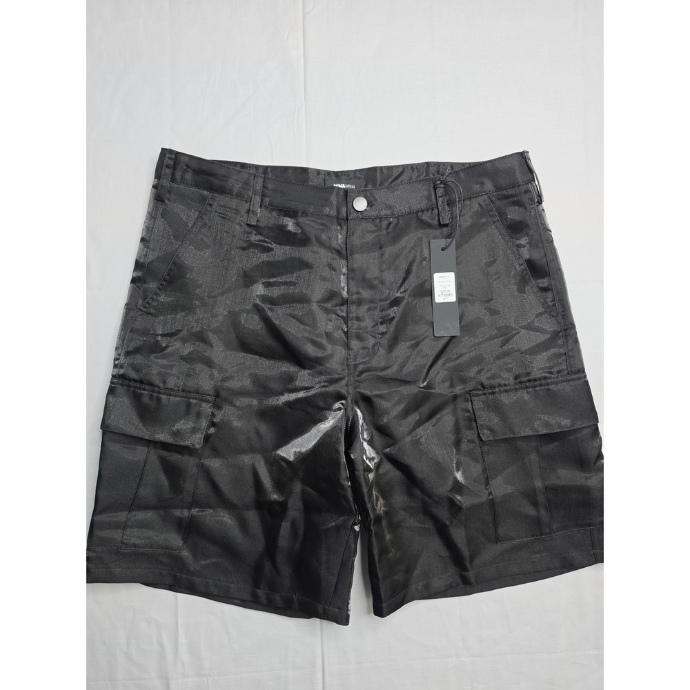 NovaMen McGaw‎ Cargo Shorts Men's 36 Black shimmer Flat Front Casual Outdoor NWT